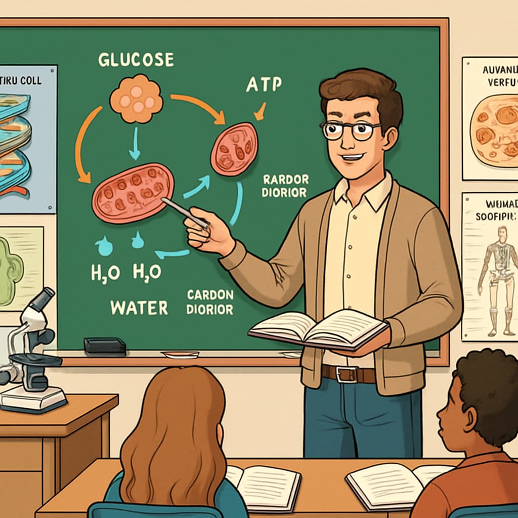 Biology student teaching a science class, symbolizing the transition to education.