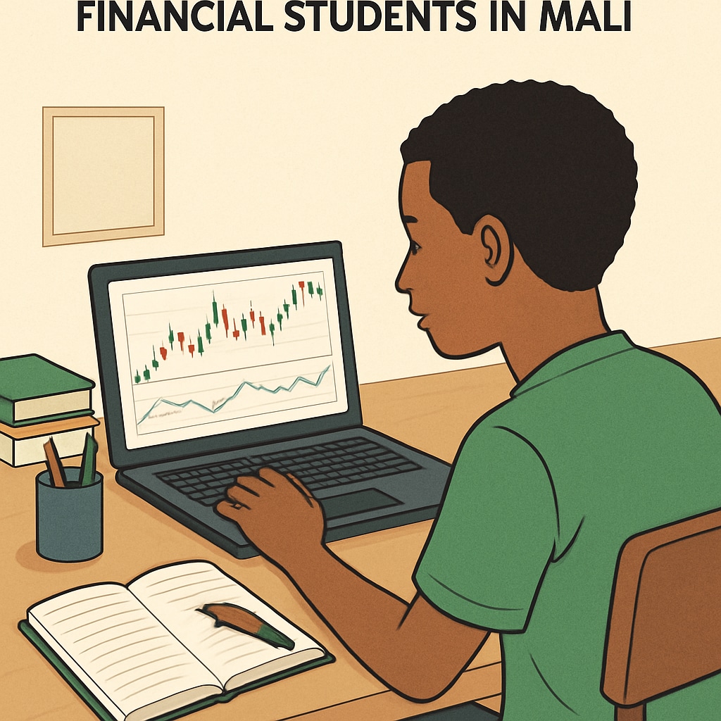 An individual studying financial charts on a laptop, symbolizing self-learning as a solution for financial students in Mali. Self-learning strategies for financial students in Mali.