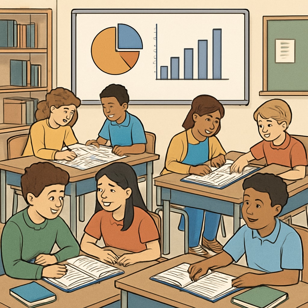 A classroom with students actively engaged in collaborative learning activities, emphasizing effective learning methods. Students collaborating in a classroom setting to explore effective learning methods.