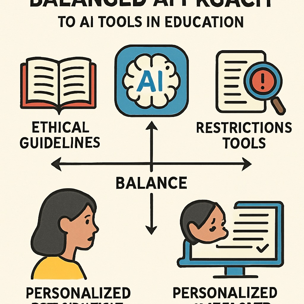 A balanced approach to using AI tools in education, including ethical practices and detection systems.