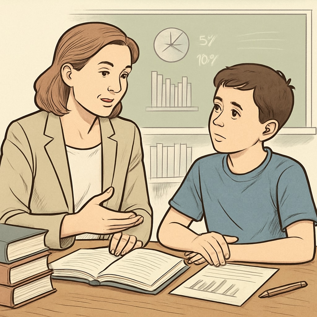 Teacher supporting a student during a one-on-one discussion.