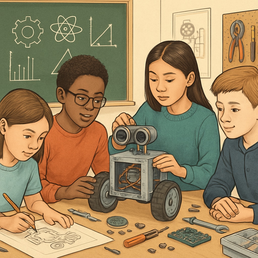 Robotics project illustrating STEM and design thinking in education.