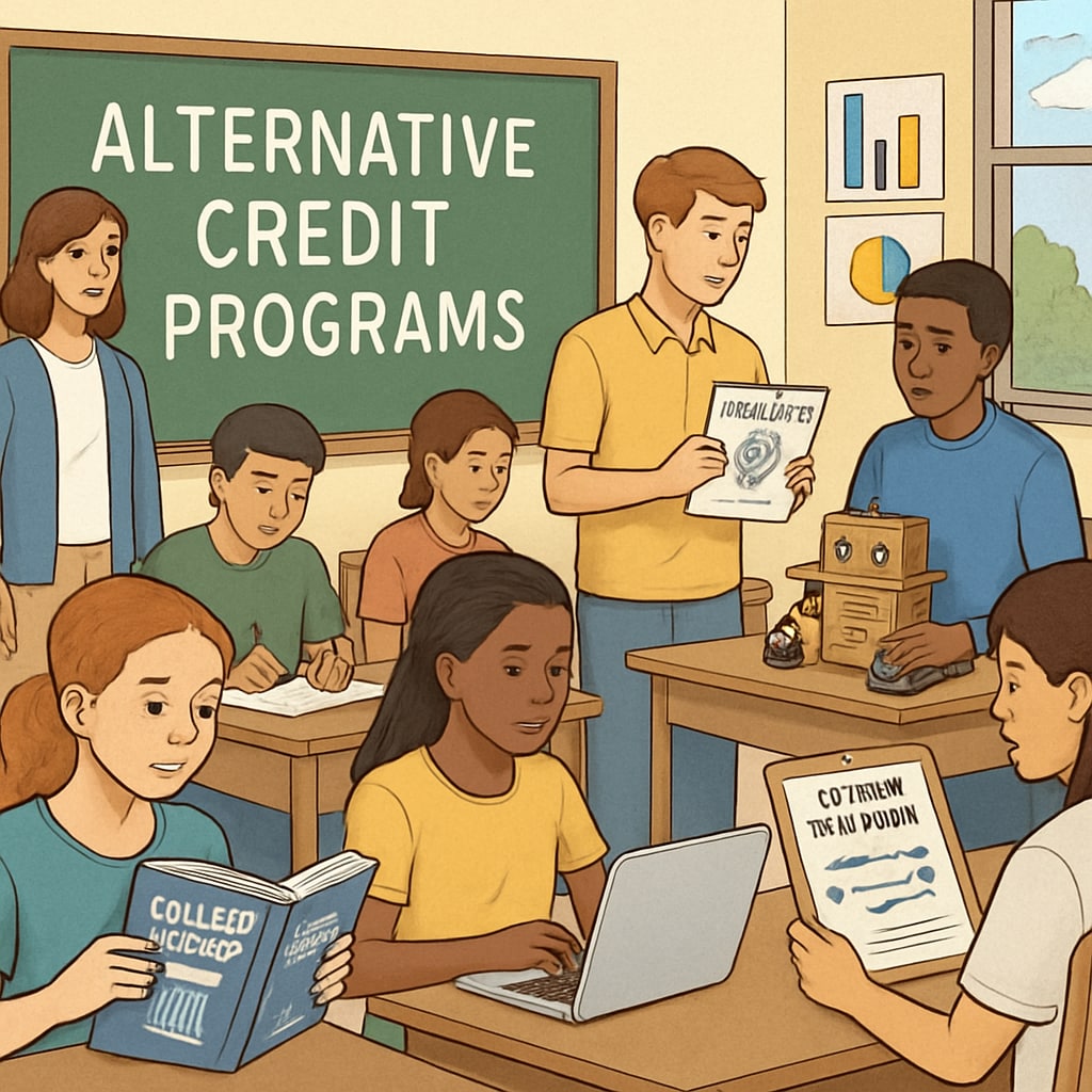 Classroom with alternative credit options for high school students.
