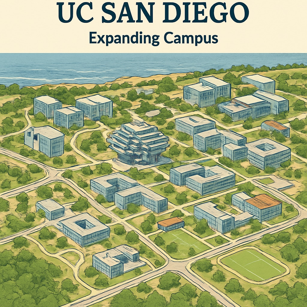 UC San Diego campus aerial view highlighting its enrollment expansion efforts.