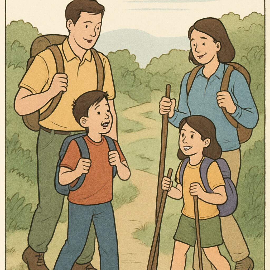 A family enjoying an outdoor activity during a break from year-round school, highlighting the balance between education and family time. Family bonding during a break from year-round school, showcasing the schedule's benefits for personal life.
