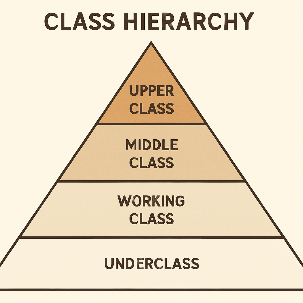 Visual representation of class structure in society, showing economic classes.