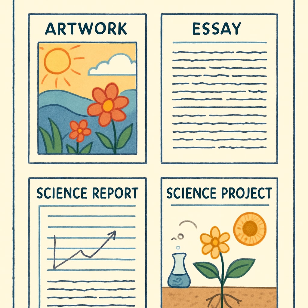 A student portfolio used to demonstrate progress and creativity as an alternative assessment method.