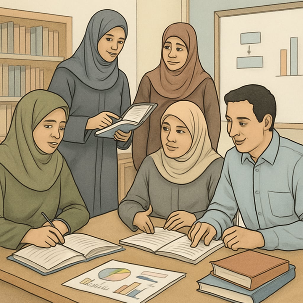 Gaza teachers attending a professional development workshop.