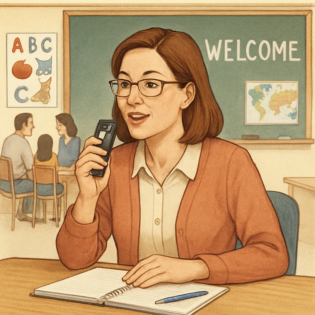 A teacher using WillowVoice for parent communication, reducing administrative tasks.