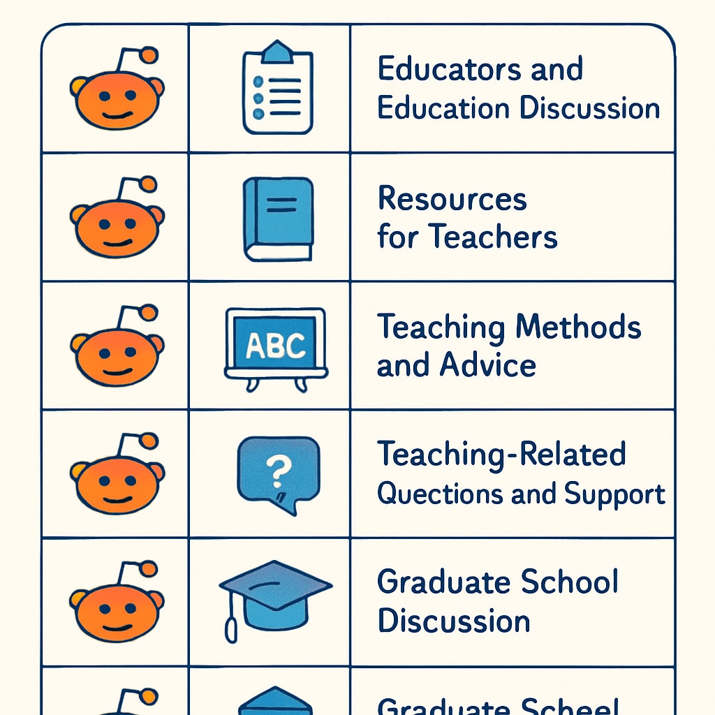 An infographic showing the top education-related subreddits and their purposes. Top education-related subreddits infographic with descriptions for each community.