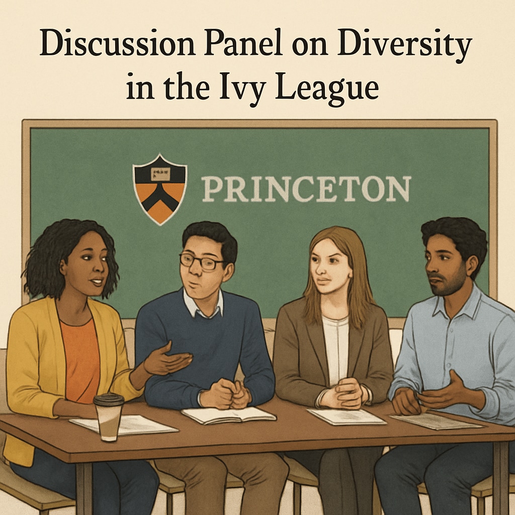 A discussion panel featuring Princeton students, highlighting the diversity—or lack thereof—within the Ivy League environment. Princeton student panel discussing campus experiences