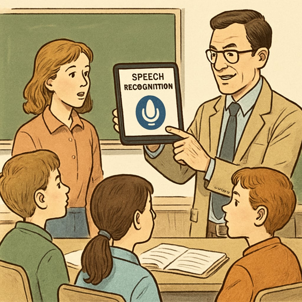 Speech recognition in education; teacher dictating notes using WillowVoice.