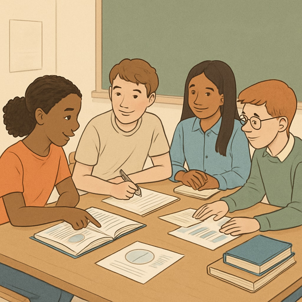 A group of diverse students engaging in collaborative learning, symbolizing holistic education. Students collaborating in a classroom setting, representing holistic education at elite universities.