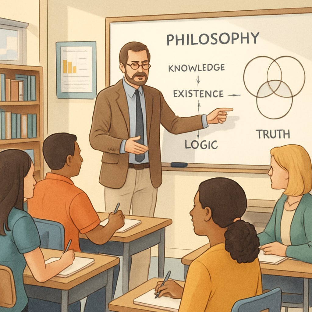 University professor training K12 teachers on philosophical education.