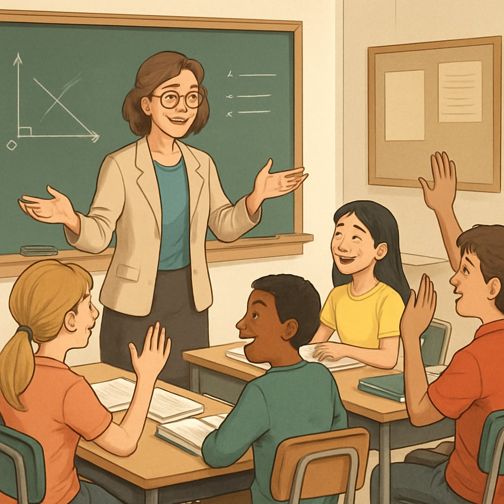 A teacher guiding a classroom discussion, ensuring all students feel heard while discussing controversial topics. Teacher moderating a debate on wokeness and political correctness in education.