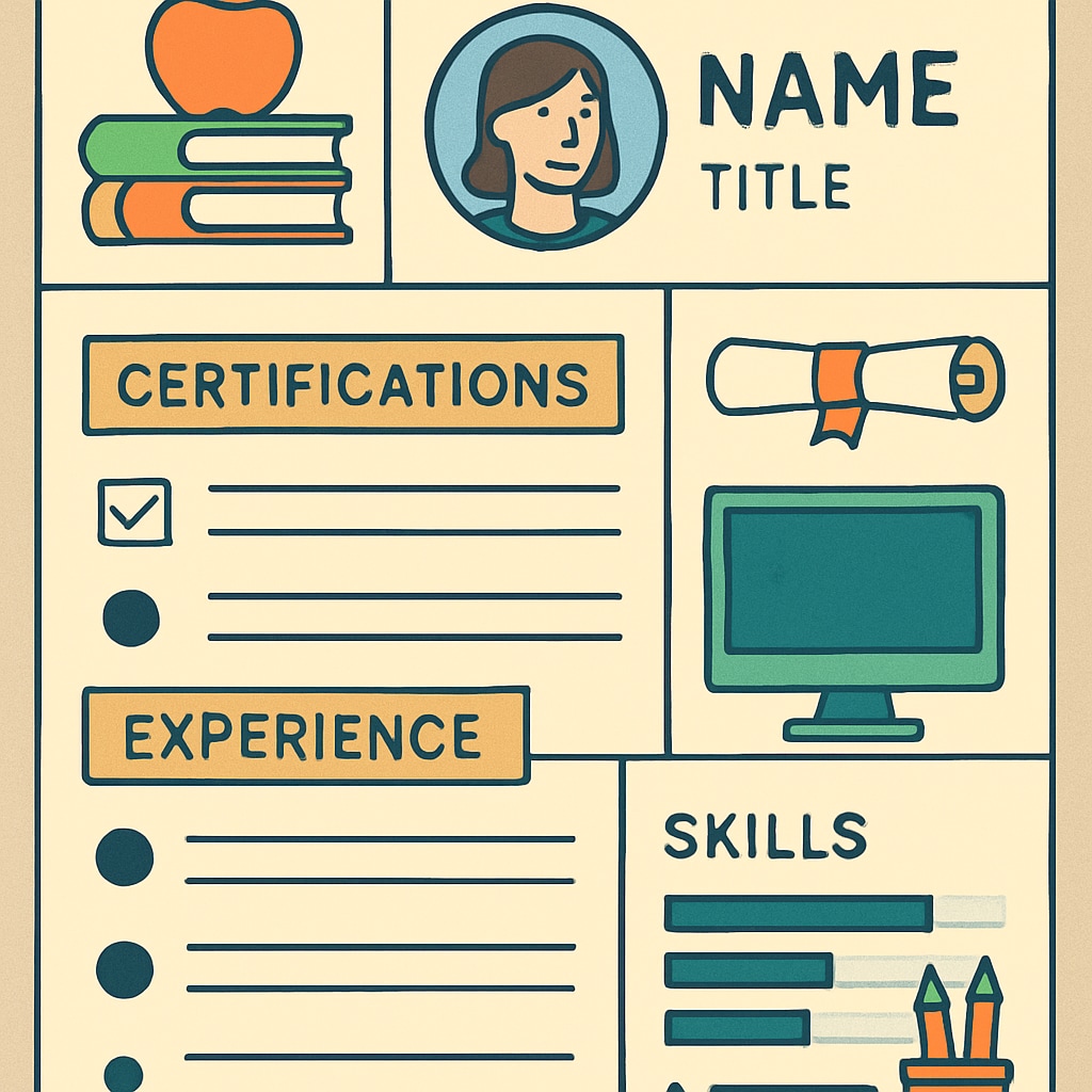 A visually appealing resume template tailored for educators, with clear sections for certifications, experience, and skills. Educator resume template optimized for Canada's K12 teaching jobs.