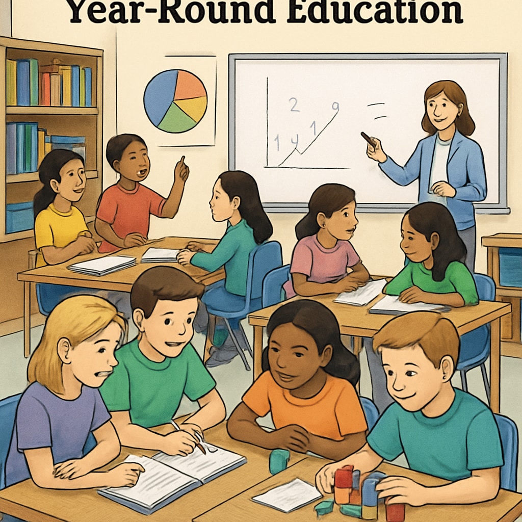 Students in a classroom during a year-round school schedule promoting consistent learning.