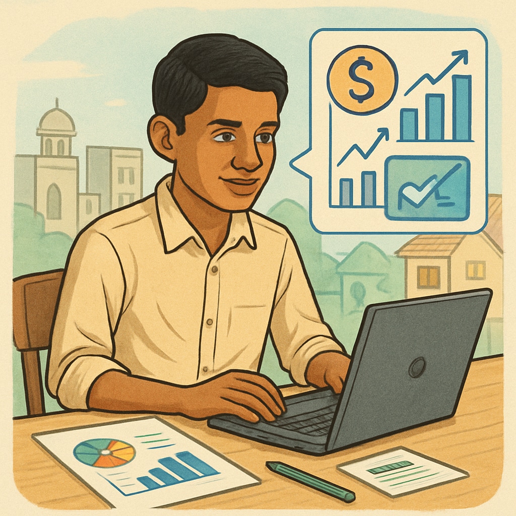 A young entrepreneur in a developing country working on a fintech project, symbolizing innovation and alternative career paths. Entrepreneur in fintech in a developing country.