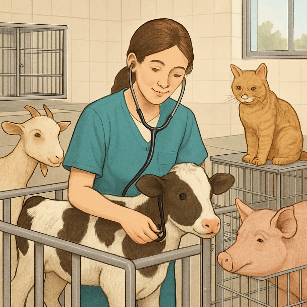 A student working with animals in a practical environment, showcasing hands-on learning opportunities in vocational training. A student gaining hands-on experience with animals, highlighting alternative education pathways.