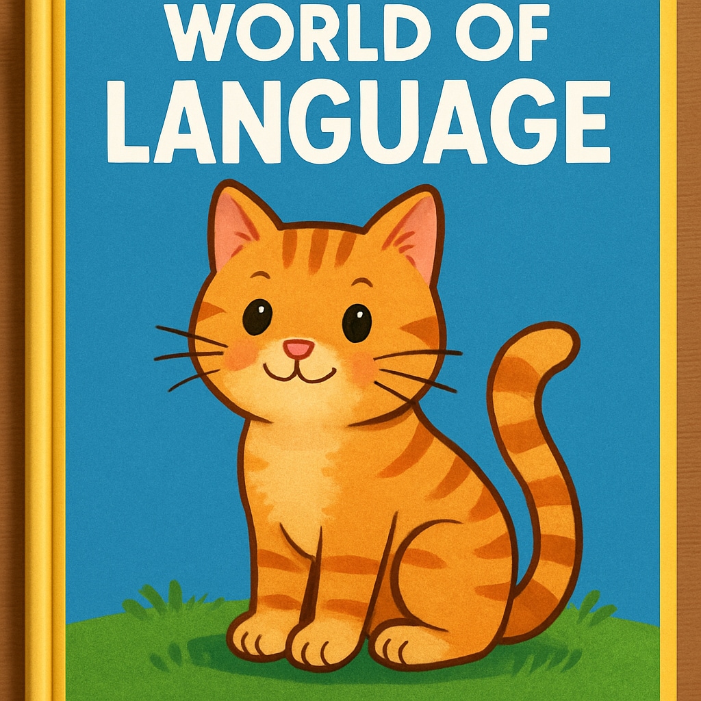 A vintage elementary school textbook cover featuring a playful cat illustration and the title