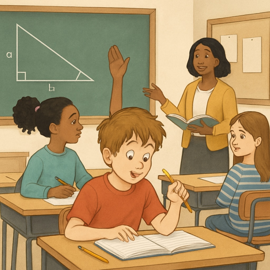 A classroom setting with diverse students, including a child actively engaged despite showing ADHD-related behavior. ADHD student engaging in classroom activities alongside peers, highlighting inclusion.
