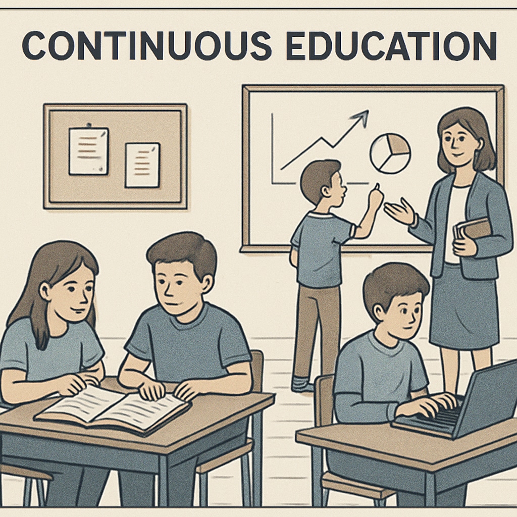 Students engaged in collaborative learning during a classroom session, representing the concept of continuous education. Students in a classroom working together, symbolizing year-round schooling benefits.