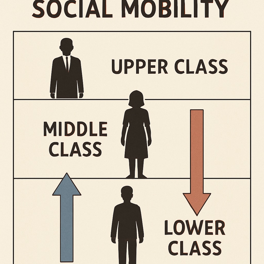 Social mobility diagram showing upward and downward class movement.