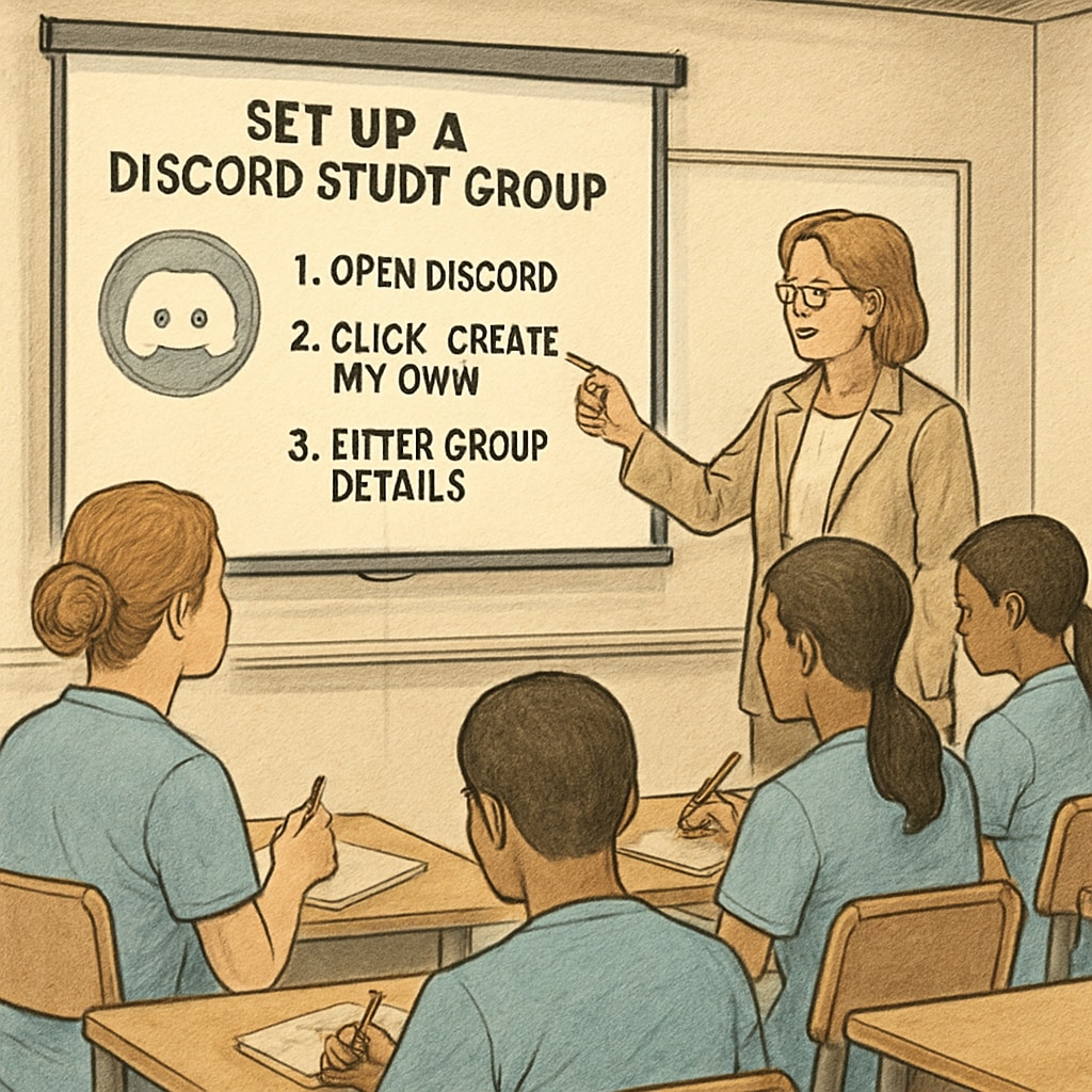 Educator helping nursing students create a Discord study group