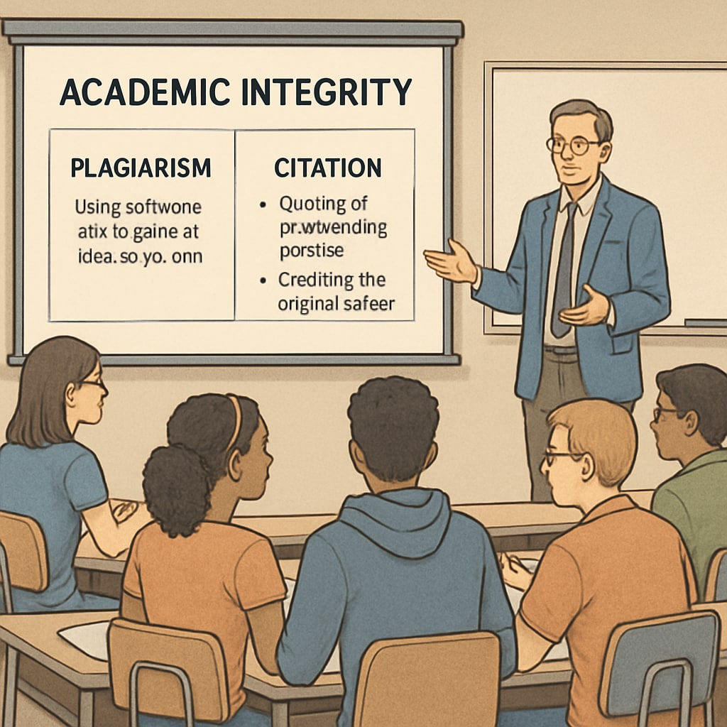 Academic integrity workshop for students, focusing on plagiarism and citations