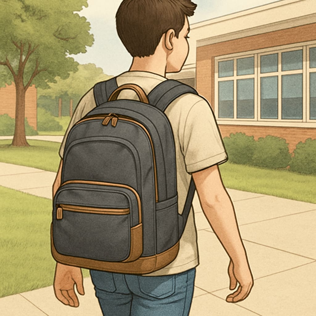 A college student walking with a durable and stylish backpack.