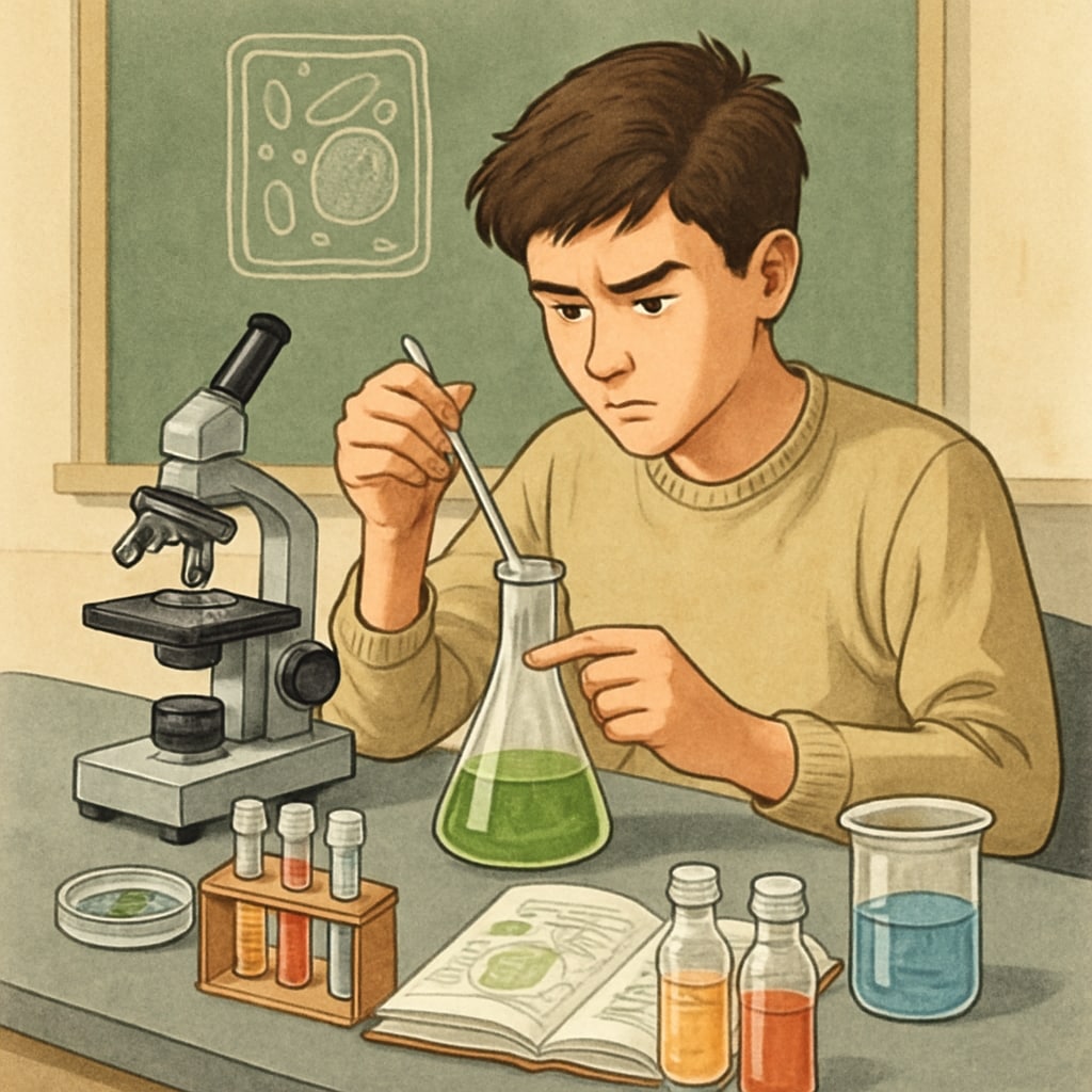 Student working on biology lab experiment related to pursuing medical dreams.