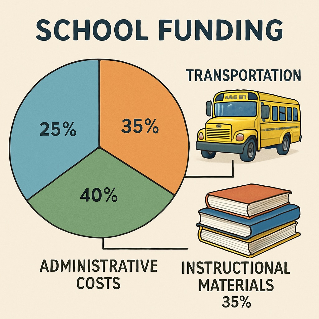 Chart showing school funding categories such as transportation and instructional costs.