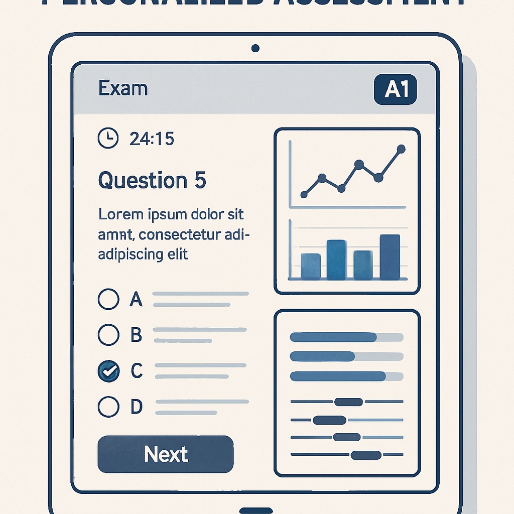 A dynamic exam interface showcasing AI-driven adaptive testing for personalized assessment. An adaptive AI-powered exam interface for personalized learning evaluation.
