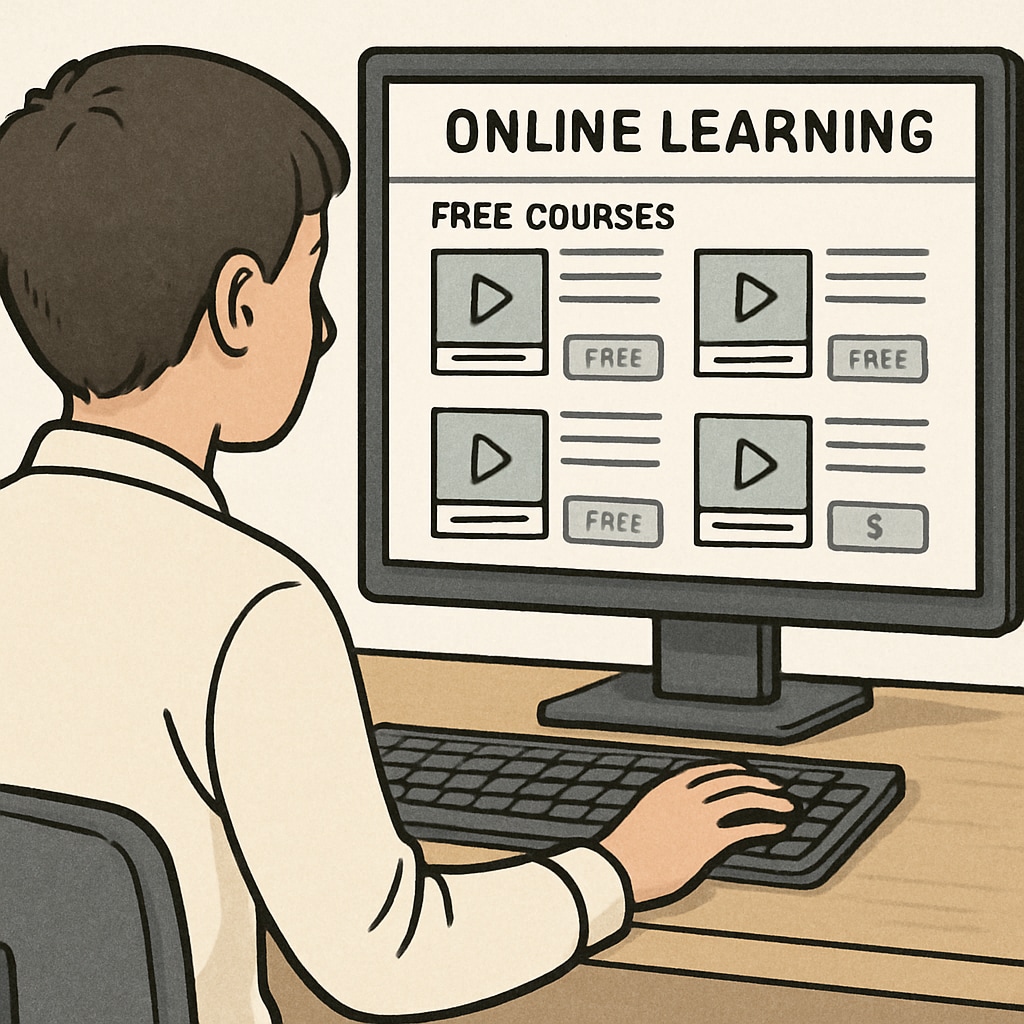 A screenshot of a student browsing an online learning platform, highlighting free and paid course options. Online learning platform showcasing educational courses for high school students.