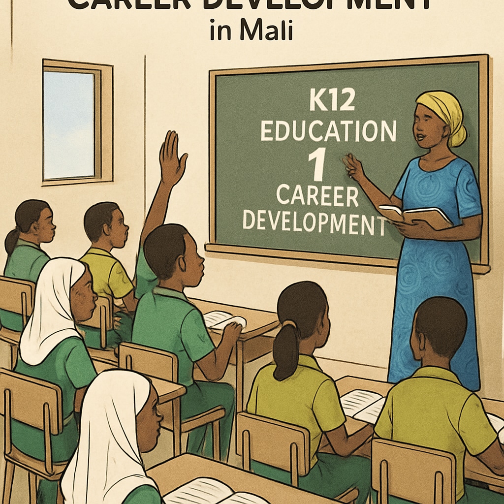 Mali classroom emphasizing K12 education and its role in career readiness.