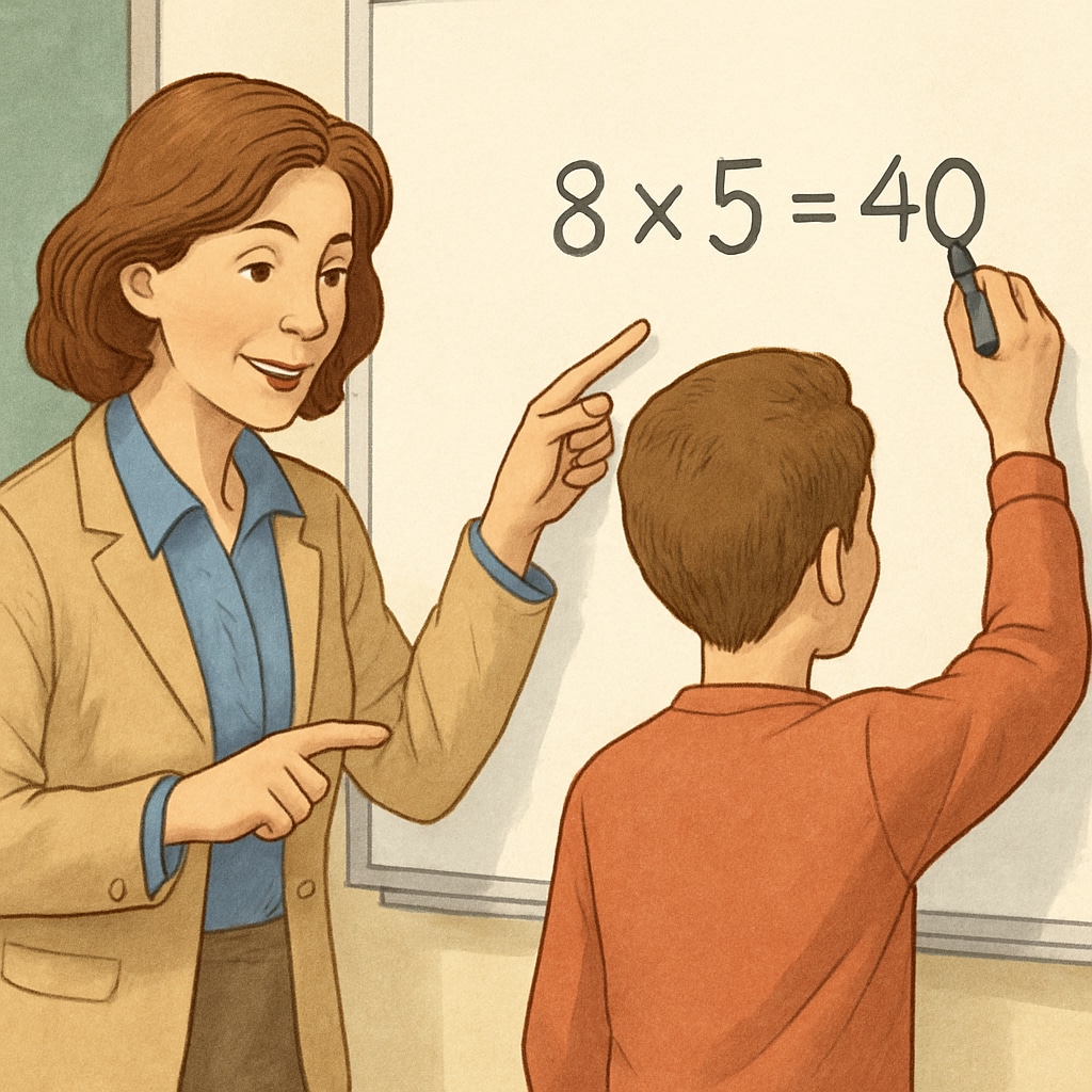 A teacher assisting a student with a math problem on a whiteboard, symbolizing academic recovery. A teacher helping a student with a math problem, representing academic recovery in the UK.