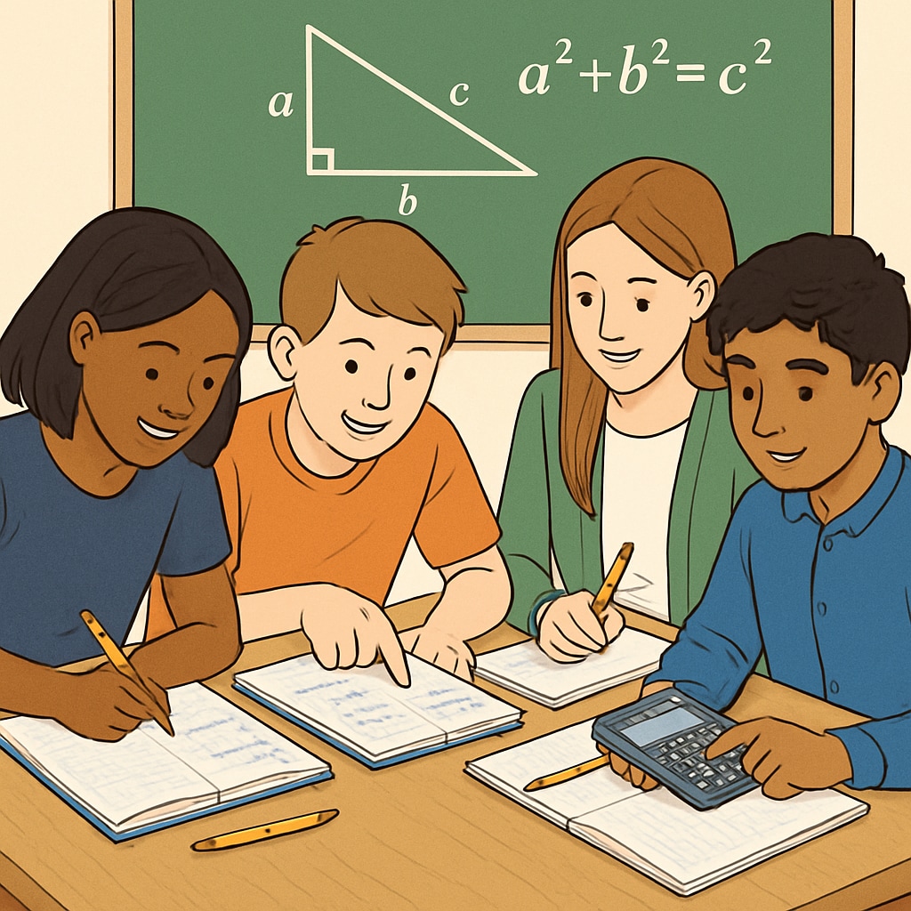 A group of students working together on a math project, showcasing collaboration and academic recovery. Students collaborating on a math project, highlighting teamwork in academic recovery.