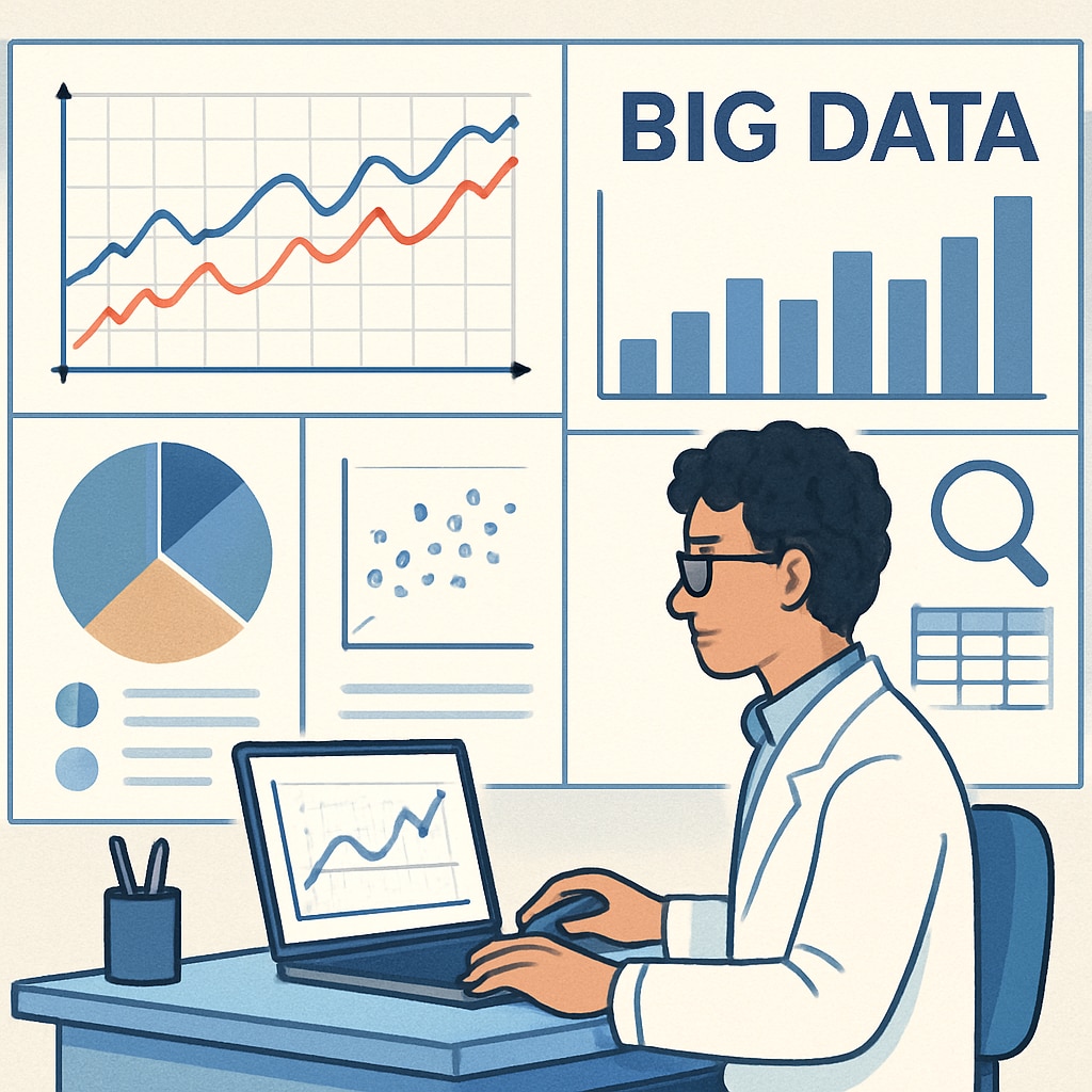 A data scientist working on a visualization dashboard, showcasing trends in big data analysis. Data scientist creating a big data visualization dashboard.
