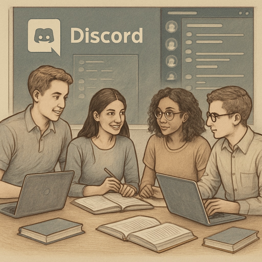 University students using Discord for a collaborative study session.
