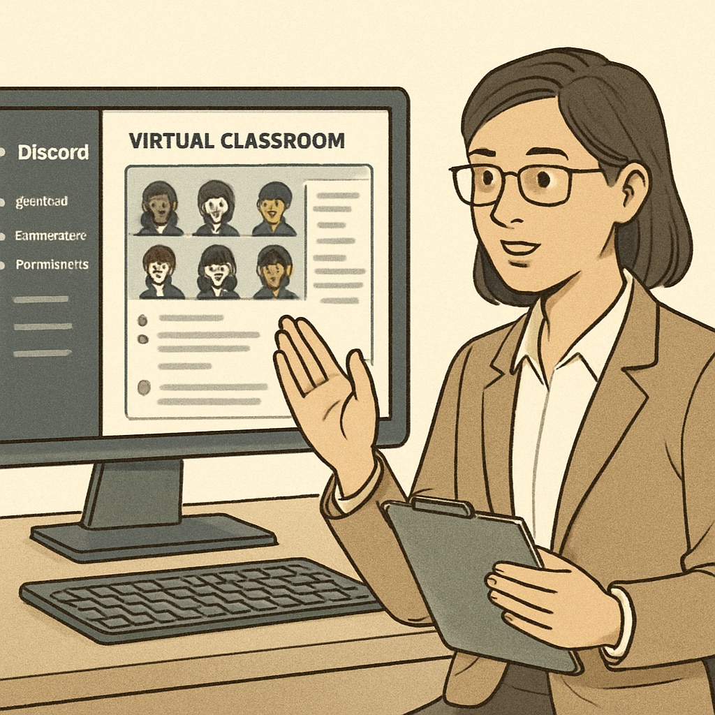 K12 teacher facilitating a student discussion on Discord.