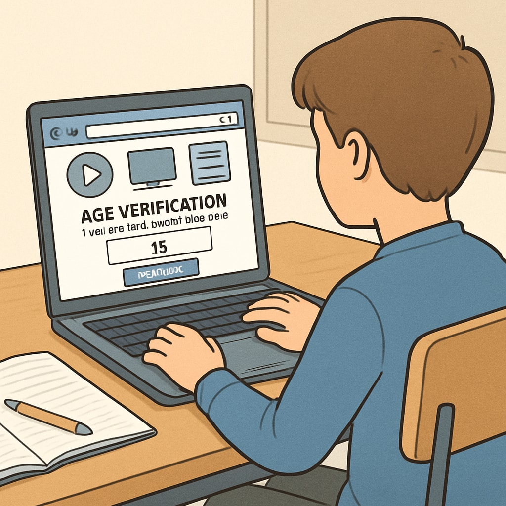 Age verification prompt on an educational website for students.