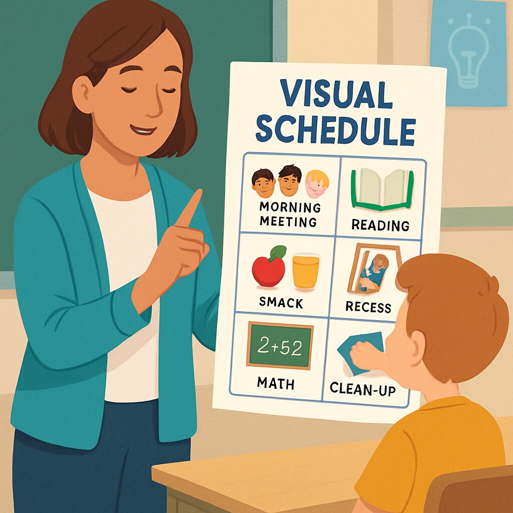 Visual schedule for students with autism in a classroom setting