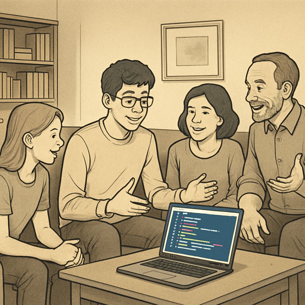 Family supporting a teen’s learning journey, fostering motivation.