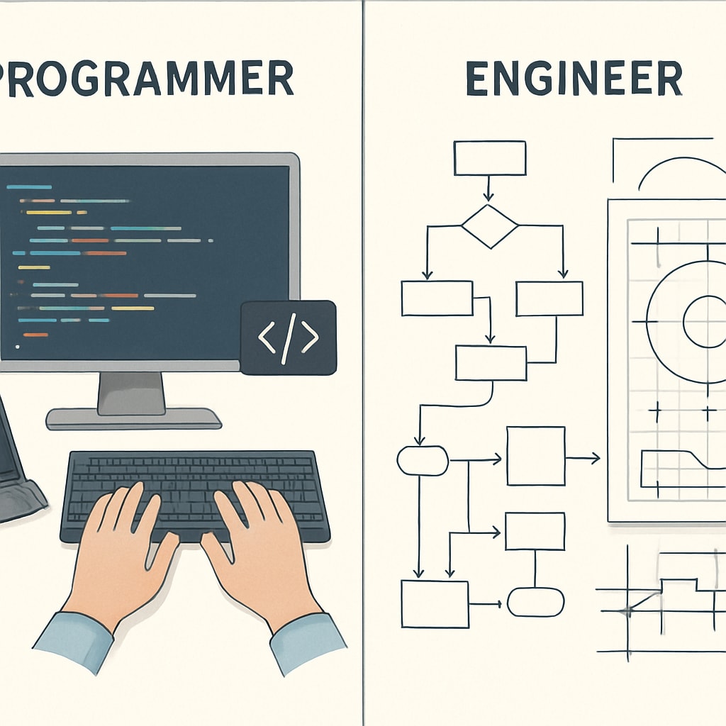 Comparison of programmer and engineer roles in the AI era.