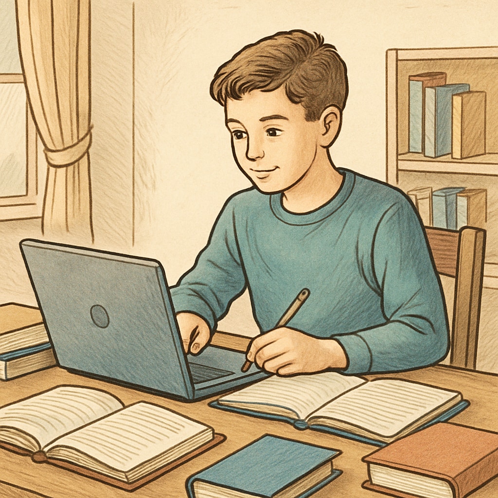 Student studying online for a high school diploma