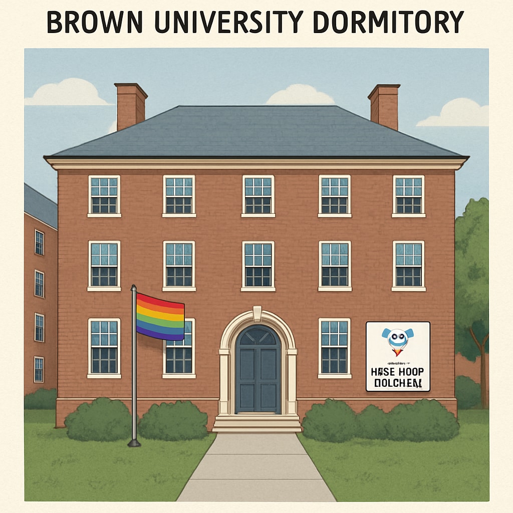 A Brown University dormitory, symbolizing the inclusive housing policies for transgender students. Brown University dormitory showcasing gender-neutral housing policies.