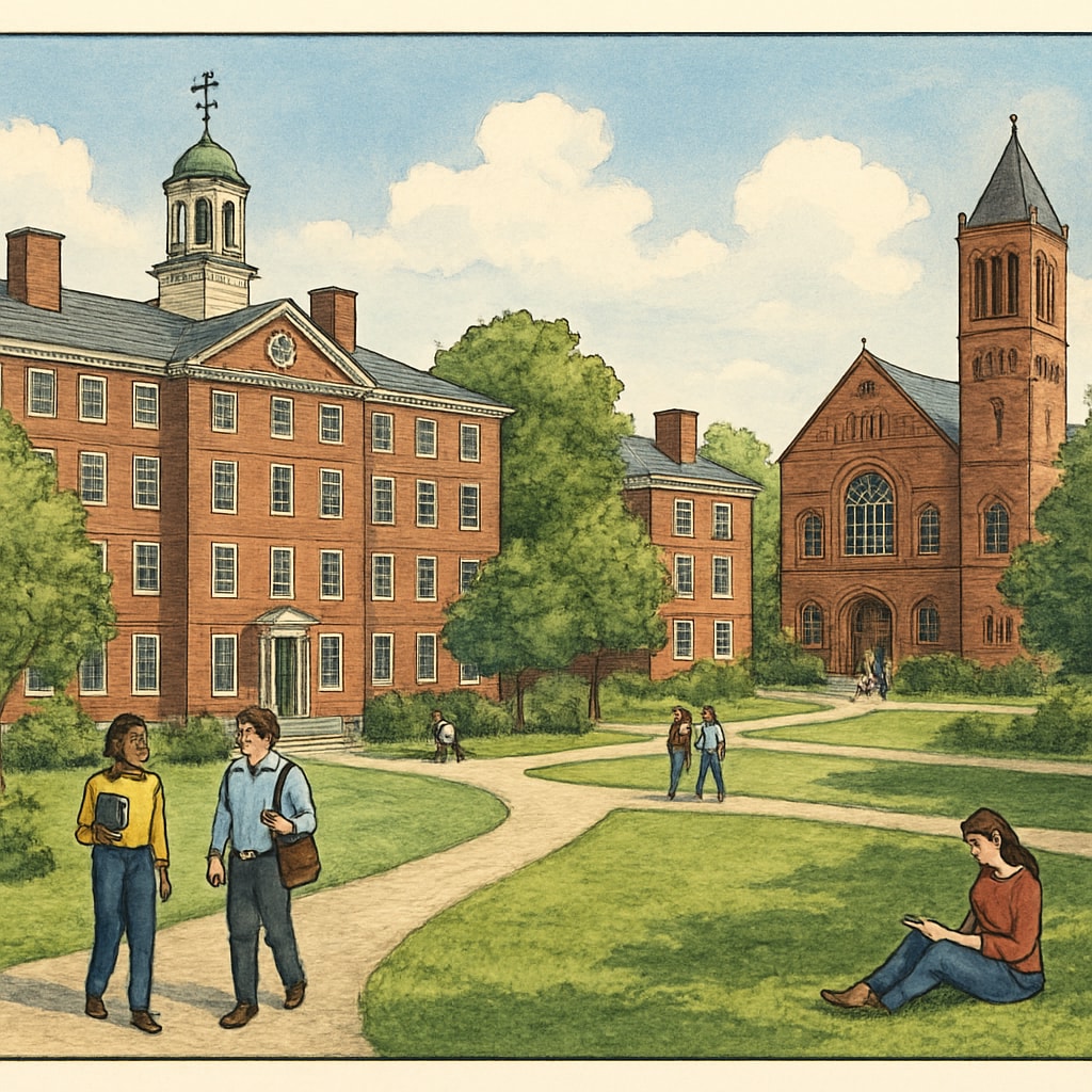 A campus photo of Brown University highlighting its facilities and students. Brown University campus and students reflecting gender policy changes.
