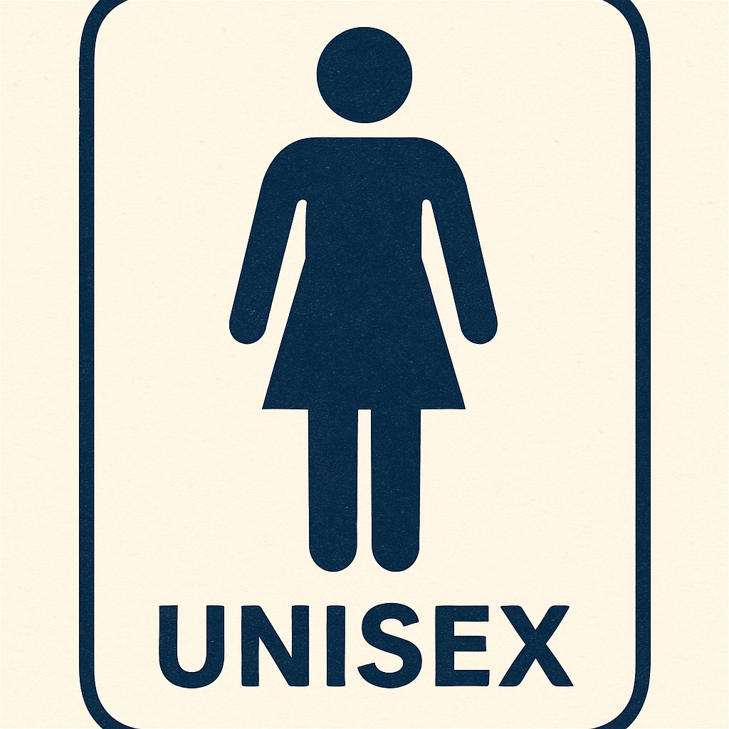 A representation of gender inclusivity, such as a unisex restroom sign. Gender inclusivity symbol reflecting the need for non-binary and transgender-friendly policies.