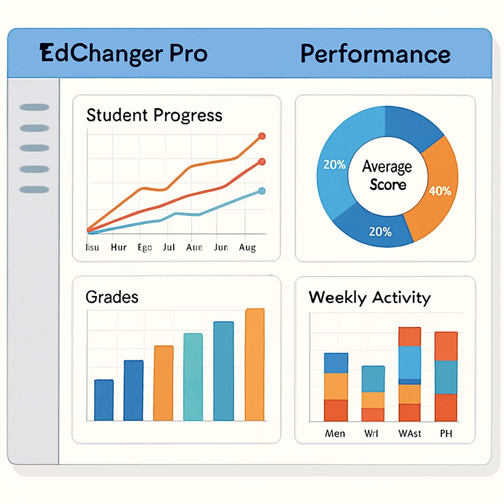 EdChanger Pro performance tracking dashboard showing student analytics.