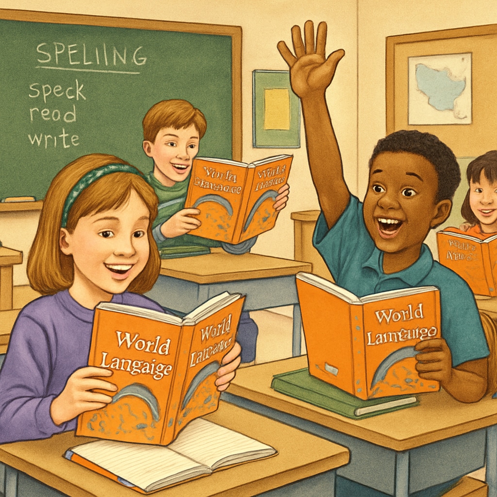 Students in a 1990s classroom using 